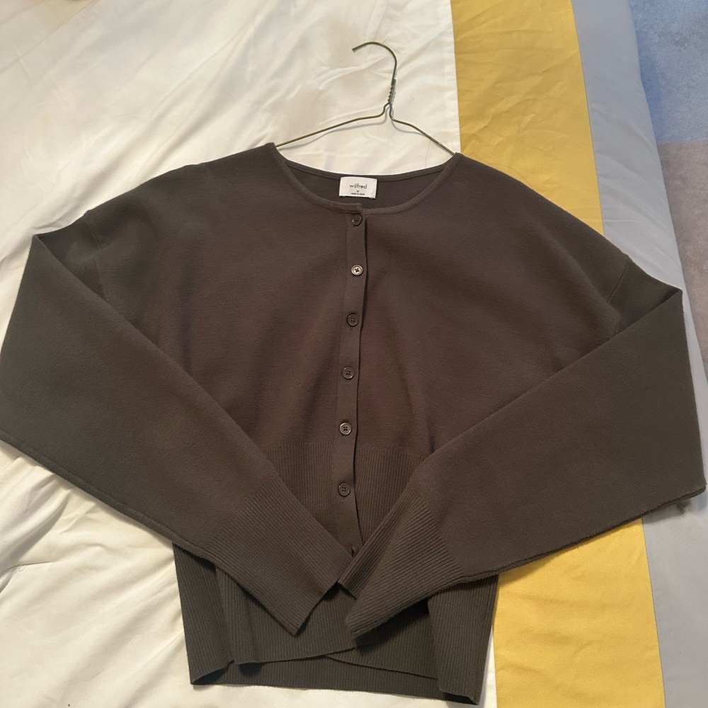 Aritzia Golightly Cardigan in dark olive!